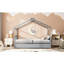 Lit simple en bois gris avec lit gigogne, pin de haute qualité, toit en ciel pour l'imagination, pin massif de 80,5 po de long, 41,5 po de large-307815548