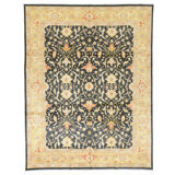 Hand Knotted Wool Area Rug in Black And Dark Gold