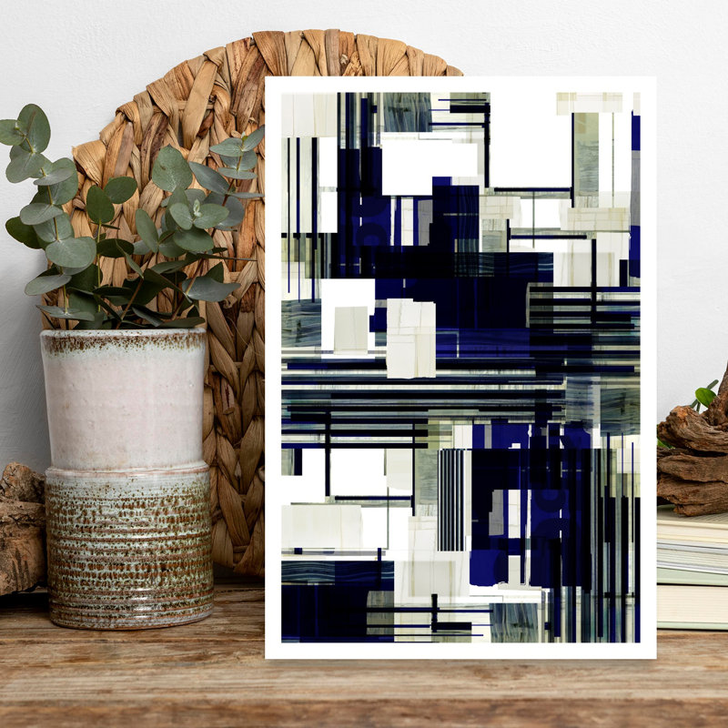 «Cybernetic Blueprint 1 Abstract Contemporary Geometric Architecture», art mural, H 18 po x l 12 po