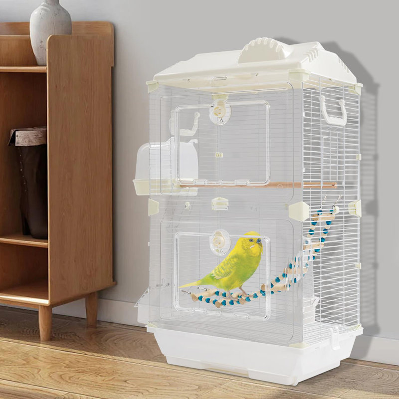 Bird Cage With Food Bowls Bath