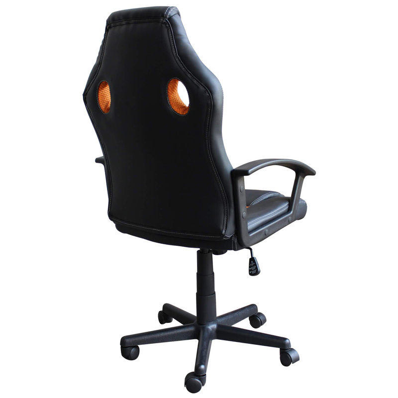 Brayden Studio Boothville Adjustable Height PC & Racing Game Chair, Black/Orange
