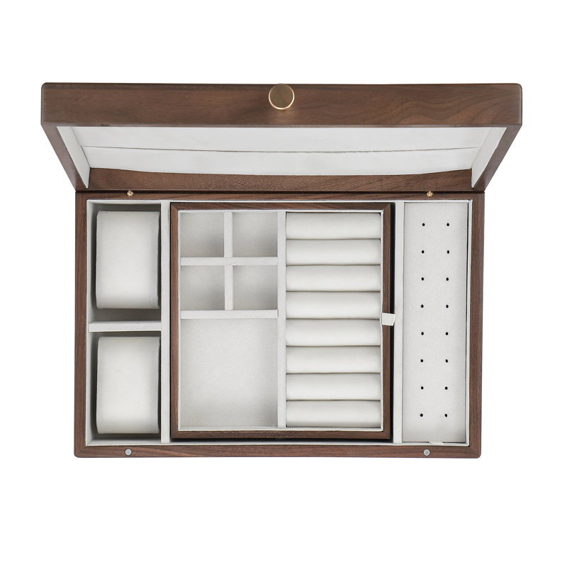 Solid Walnut Jewelry Storage Box With Removable Tray