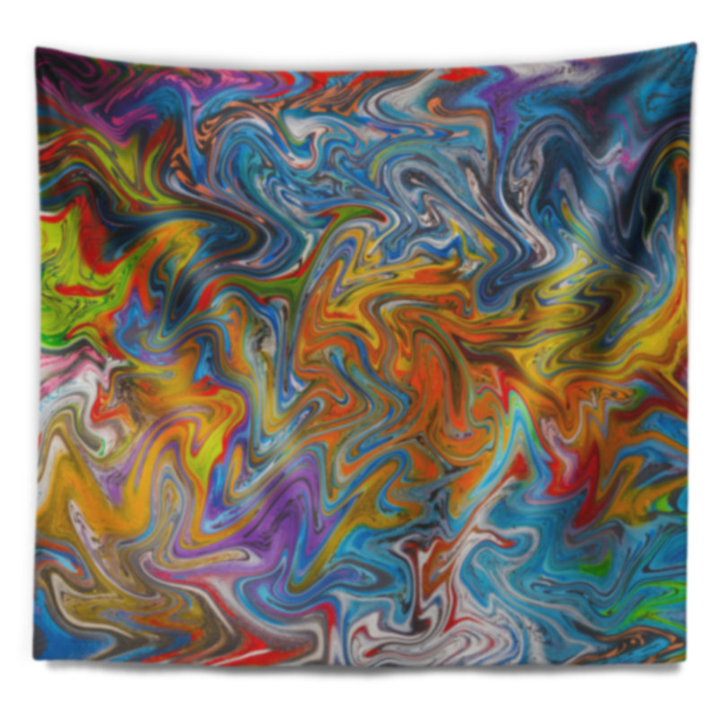 Tapisserie fractale aux couleurs fluides, H 50 po x l 60 po