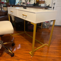 Secil Modern Desk with 2 Drawers Everly Quinn Color: Gold, Size: 29.9 H x 41.7 L x 19.7 W