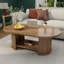 Table basse 47 "ovale cannelée - 2 niveaux, base double, Mid-Century / Boho - noyer
