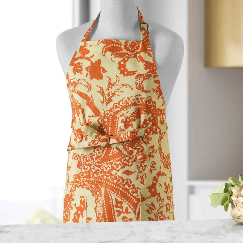 Edina Printed Cotton Kitchen Apron with Pockets Adjustable, Edina Rust
