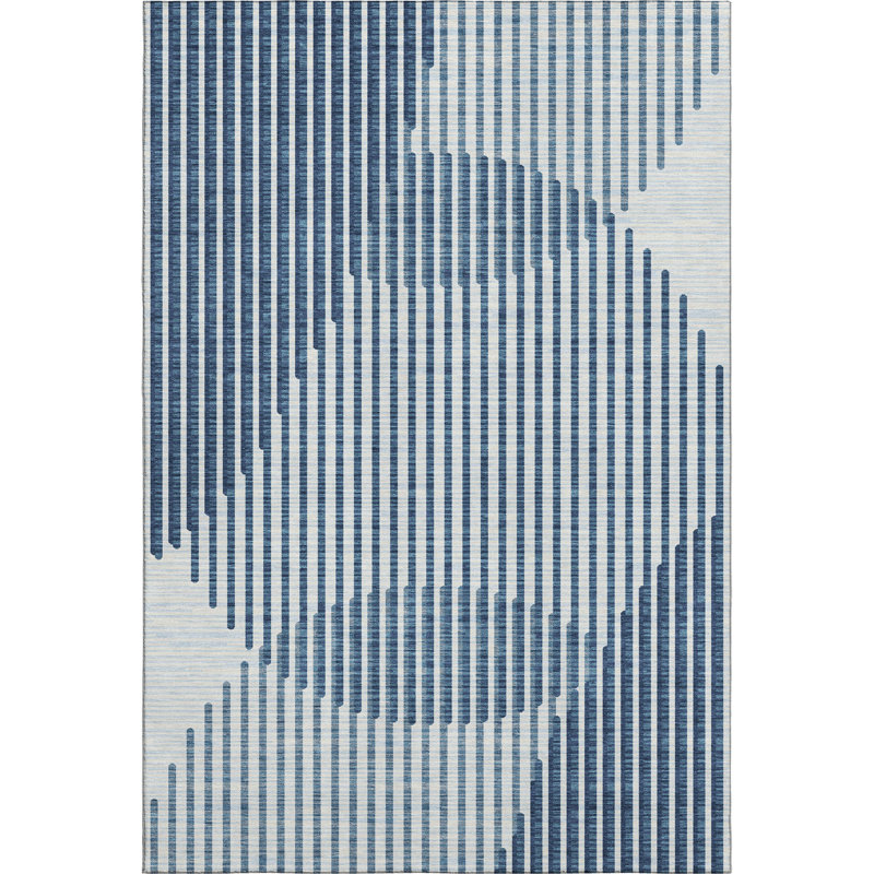 Premium Machine Washable Corum AMF1001 Circles Rug, Rectangle 9' x 12'