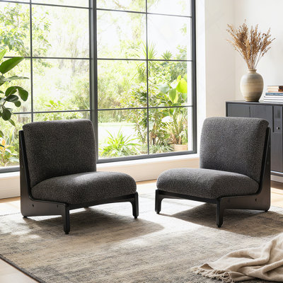 Chaise d'appoint Living Moda noire avec structure en bois massif, ensemble de 2