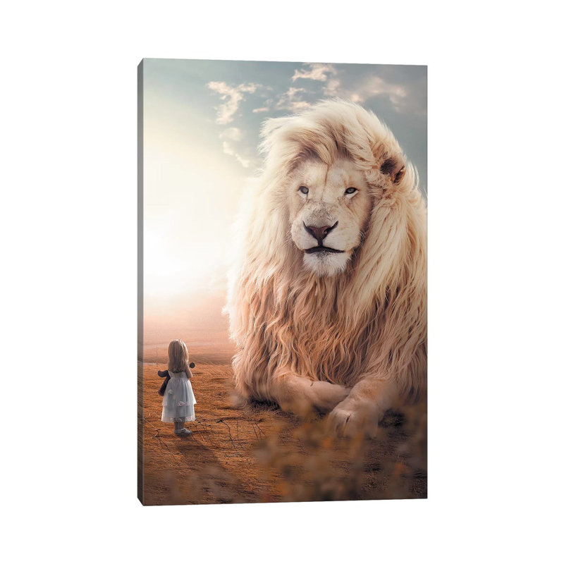 White Lion Girl by Zenja Gammer - Wrapped Canvas Print, 30.48 cm H x 45.72 cm W