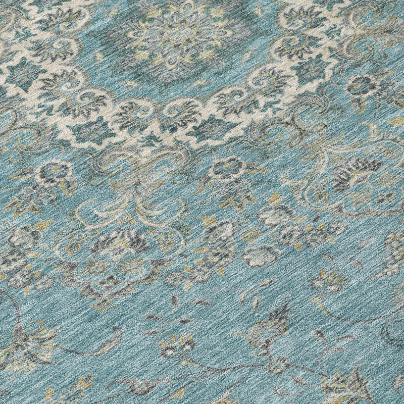 Machine Washable Indoor/Outdoor Chantille ACN2543 Global Rug, Teal, 9' x 12'