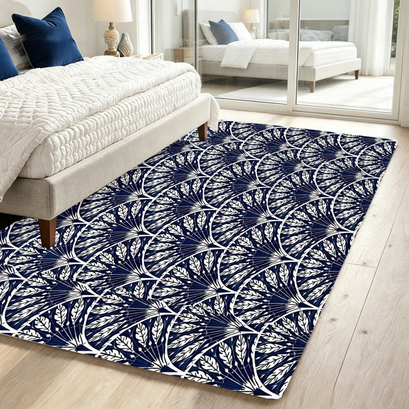 Art Nouveau Pattern Rug, Vintage Style Floor Protector, Stain Resistant Non-Slip Machine Washable Area, Indoor Mat for Living Room, Bedroom, Entryway, Home Office and Dining Spaces
