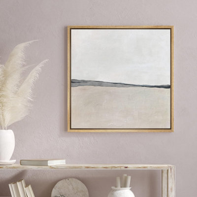 «Duotone Tan Grey Pastel Landscape», reproduction sur toile flottante