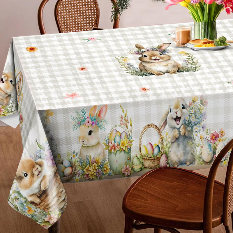 Easter Tablecloth  Spring Tablecloth Easter Decorations For Home, Water Resistant Table Cloth Rectangle For Party,Table, Outdoor