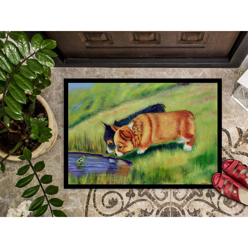 Paillasson antidérapant pour l’intérieur Stigler Corgi, Rectangle 2 pi x 3 pi