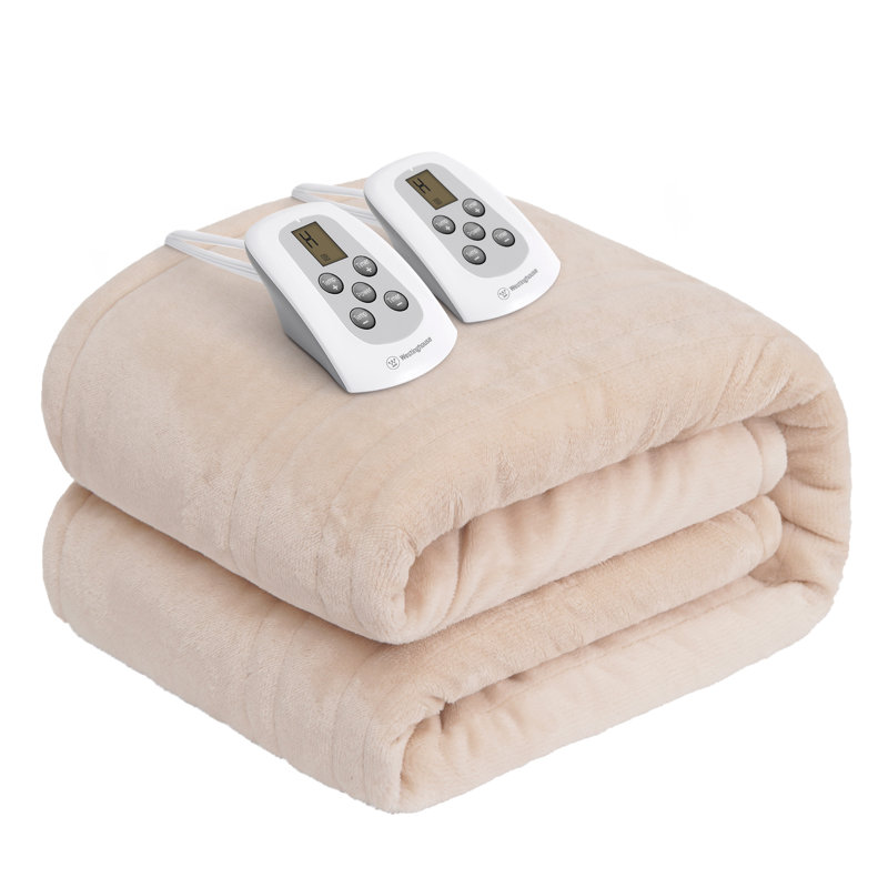 Couverture électrique en flanelle douce Westinghouse, Beige, Grand lit