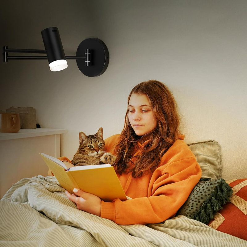 Ensemble de deux appliques murales à piles avec télécommande et bras articulé à DEL pour la chambre à coucher, le salon et la lecture