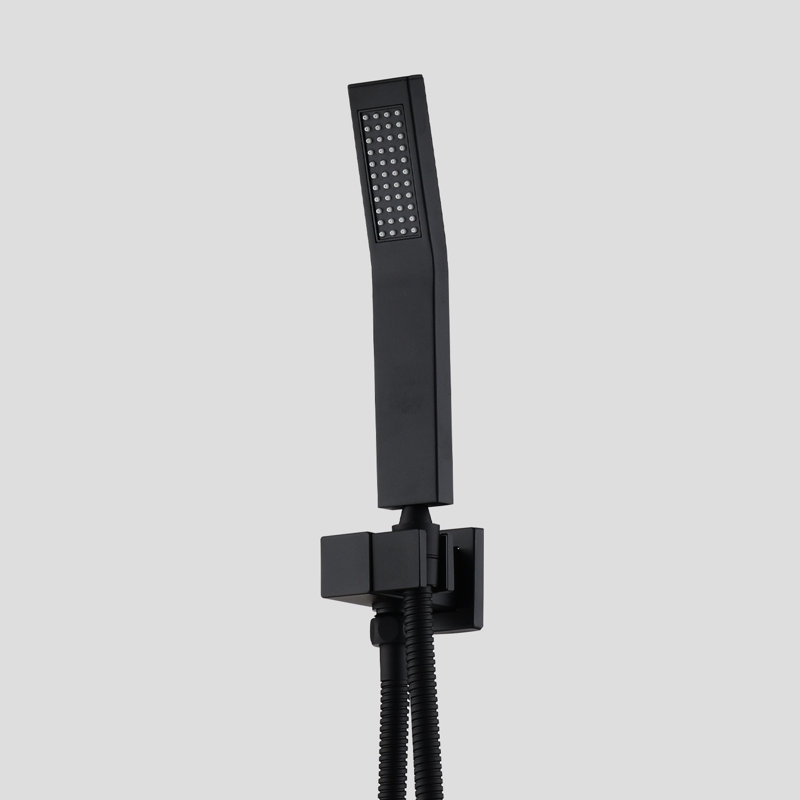 Ceiling Mounted Shower In Matte Black Demonstration - 10" Head & Handheld, Brass, Simulates Natural Rainfall Experience, Self-Cleaning Nozzle, Corresponds With American Standard Pipe Connections
