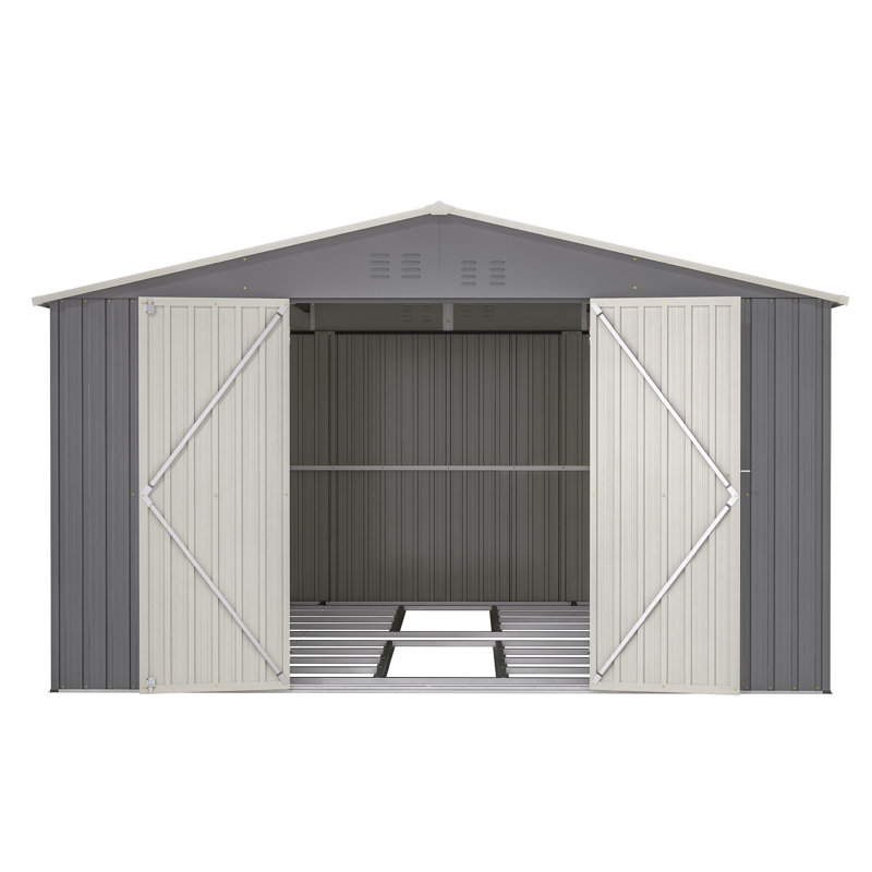 Remise de rangement en métal l 11 pi. X P 13 pi. Avec structure de plancher et porte verrouillable (143 pi. Ca.)