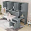 Lit escamotable simple avec placard, tiroirs et bureau-236993216