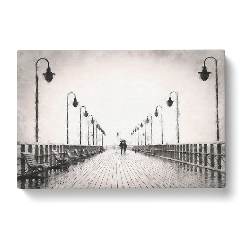Couple Upon The Pier - Wrapped Canvas Painting, 30cm H x 45cm W x 4cm D
