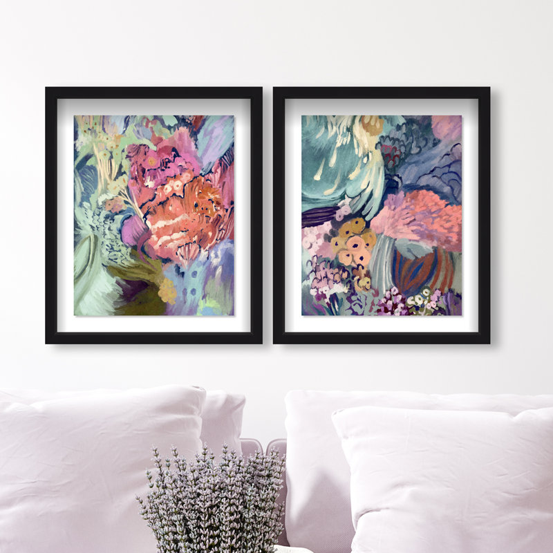 Abstract Botanicals Set Set by Oliver Gal, 51"H x 43"W, Black Shadowbox