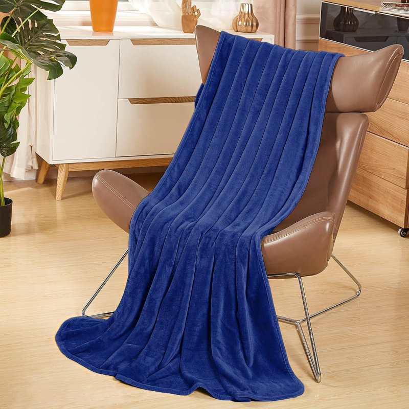 Abiram Plain Weave / Muslin Throw Blanket, 200cm x 150cm, Blue