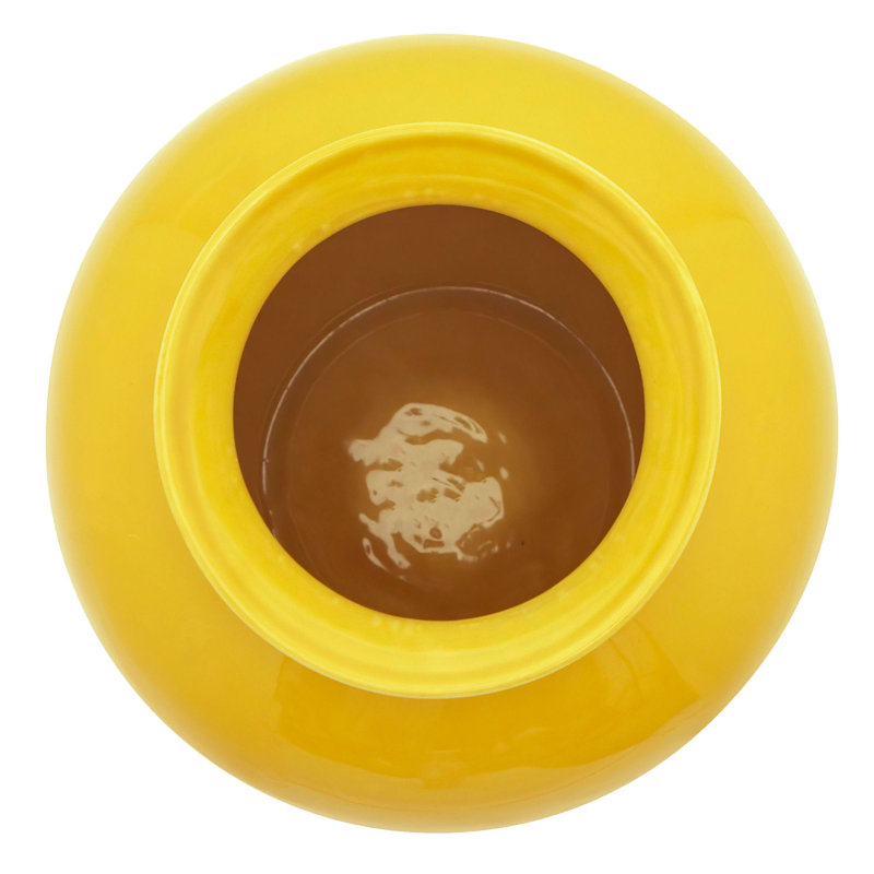 14" Bright Yellow Tung Chi Vase, Solid Yellow