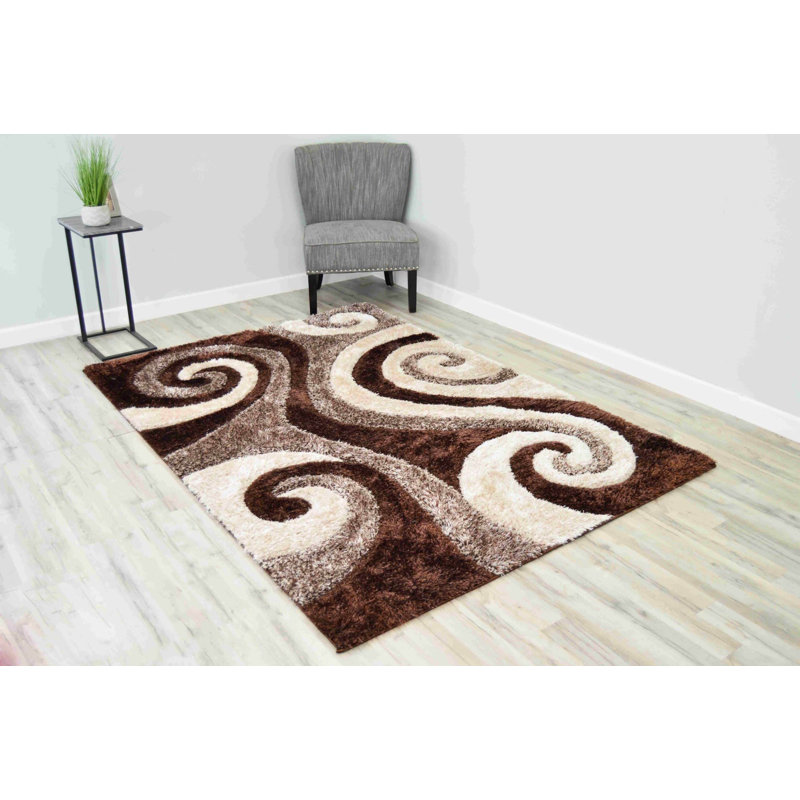 Tapis moderne à poil long à motif géométrique abstrait pour le salon et la chambre à coucher