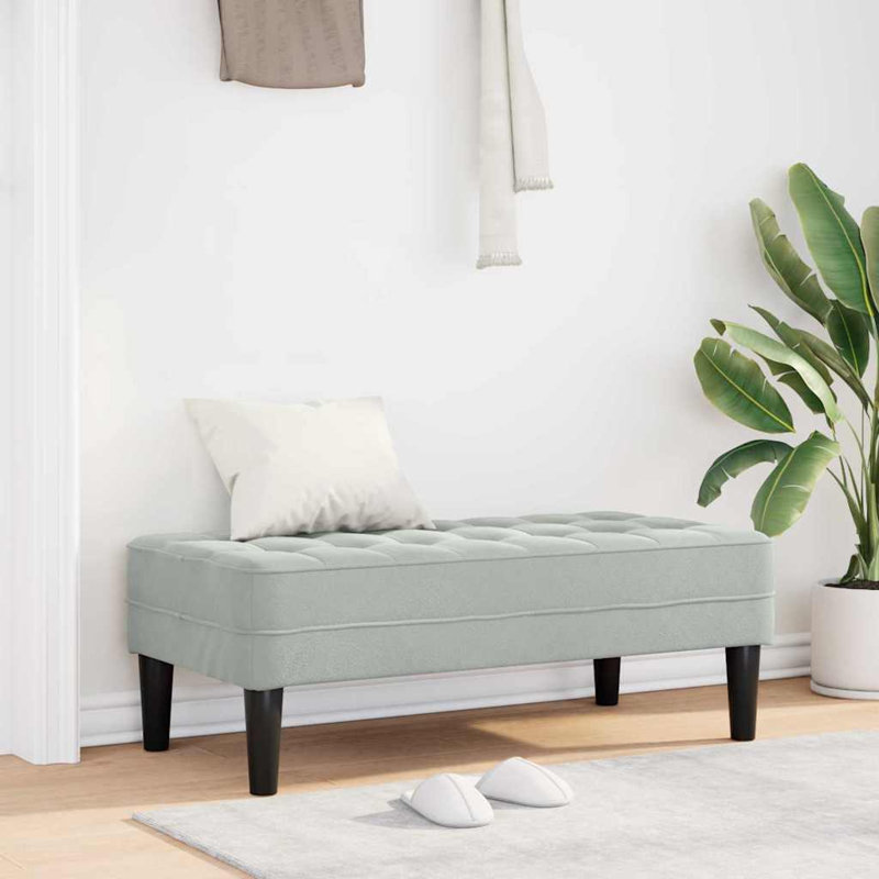 Velvet Bench, Light Grey