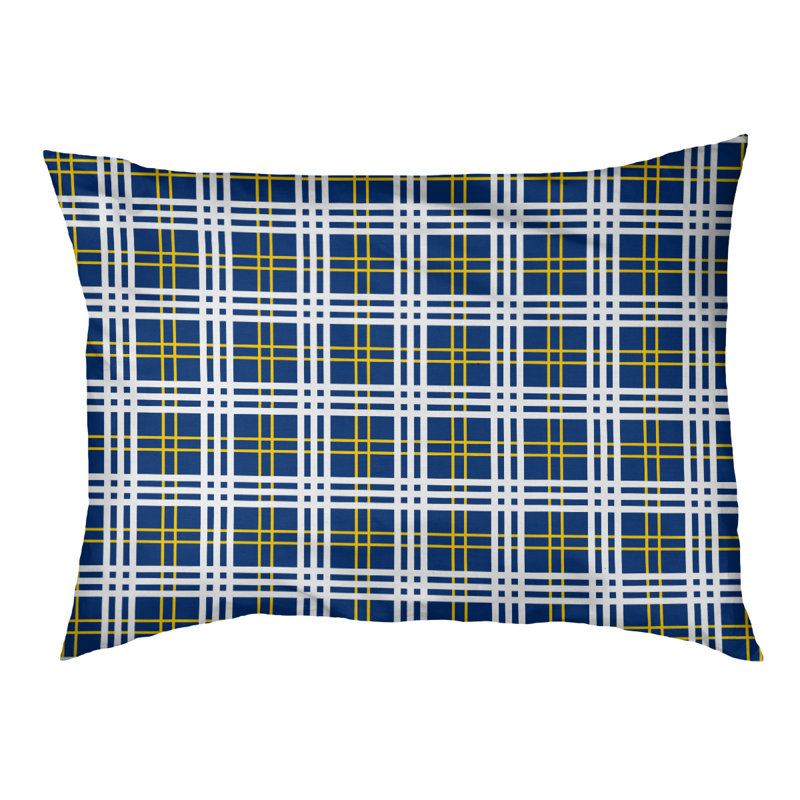 Coussin d’extérieur de luxe Caroline football, Petit (l 28 po x P 18 po x P 4 po), Royal Blue/Gold/White