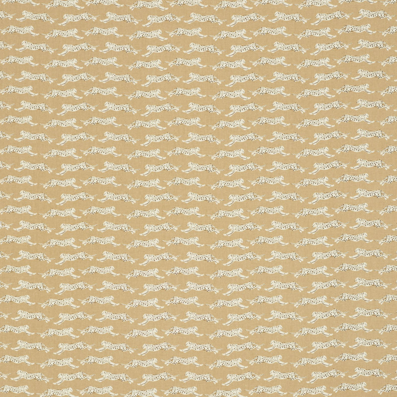 Leaping Leopards Fabric, Sand