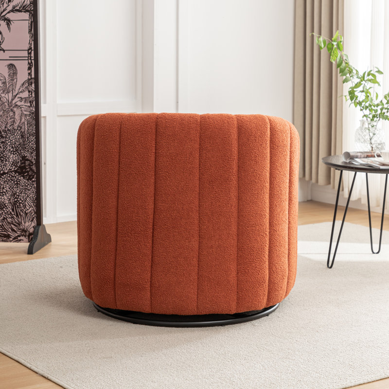 Fauteuil demi-tonneau pivotant rembourré Musaab, Orange
