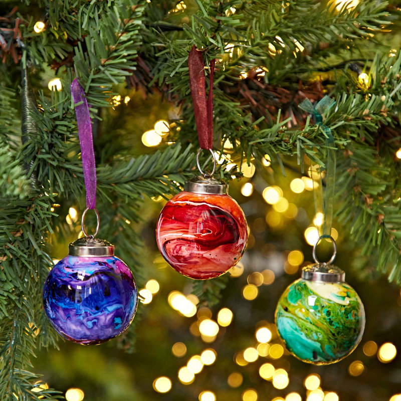 6cm Marble Glass Bauble
