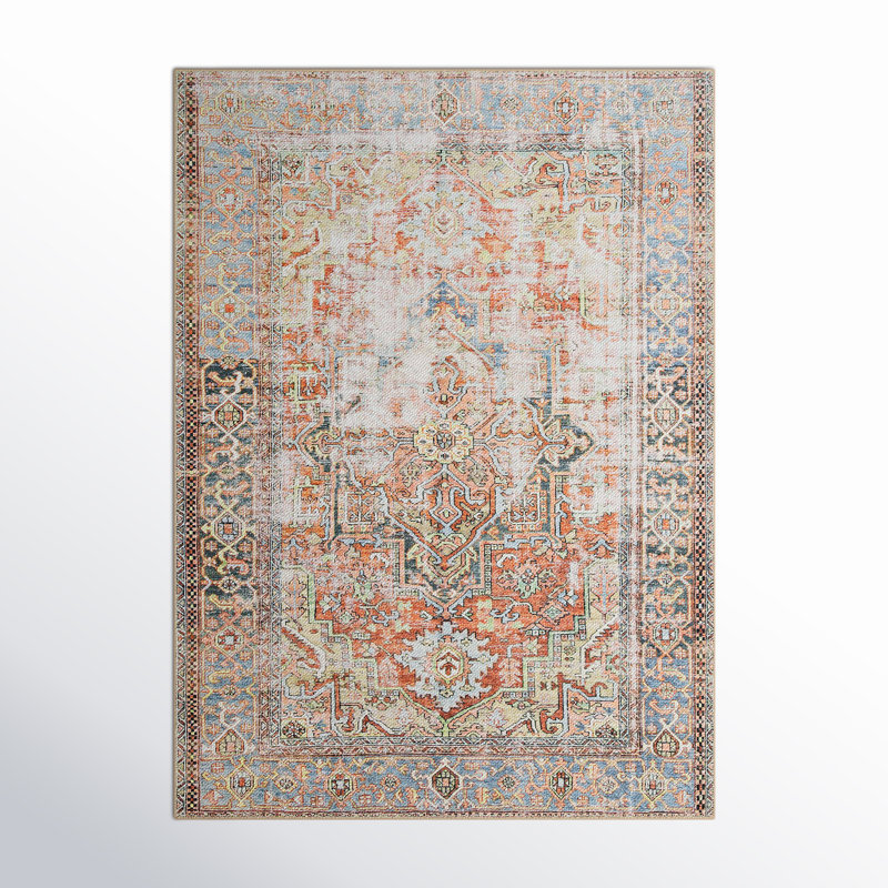 Tapis oriental couleur terre cuite Skye, Rectangle 7 pi 6 po x 9 pi 6 po