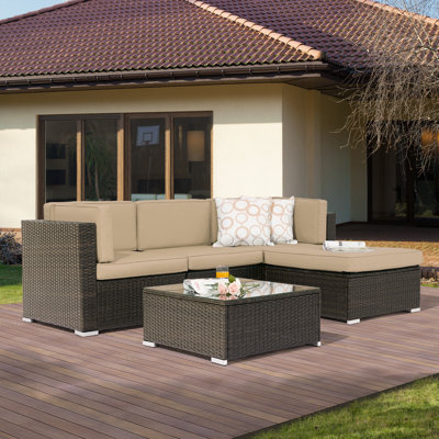 Arvid Wicker 4 - Person Modular Patio Conversation Set with Cushions