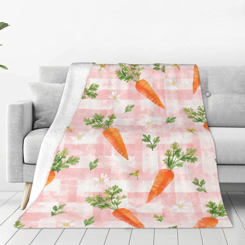 Couverture en flanelle à motif de carottes pour une chambre douillette, 152 x 203 cm, 60 po x 80 po