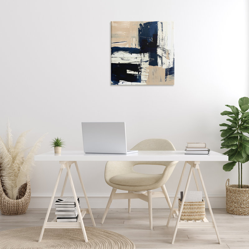 «Expressive Blue Tan Shapes» par Susan Jill, H 24 po x l 24 po