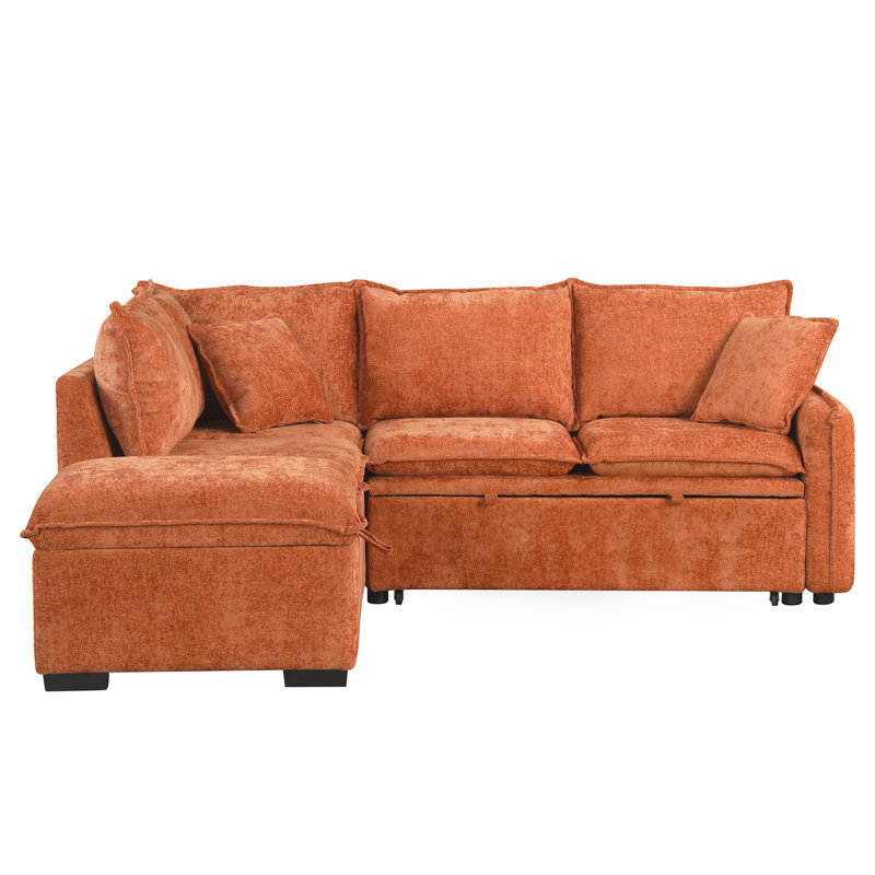 Lit modulaire avec coussins confortables, orange - salon relaxant avec rangement et coussins confortables, Orange