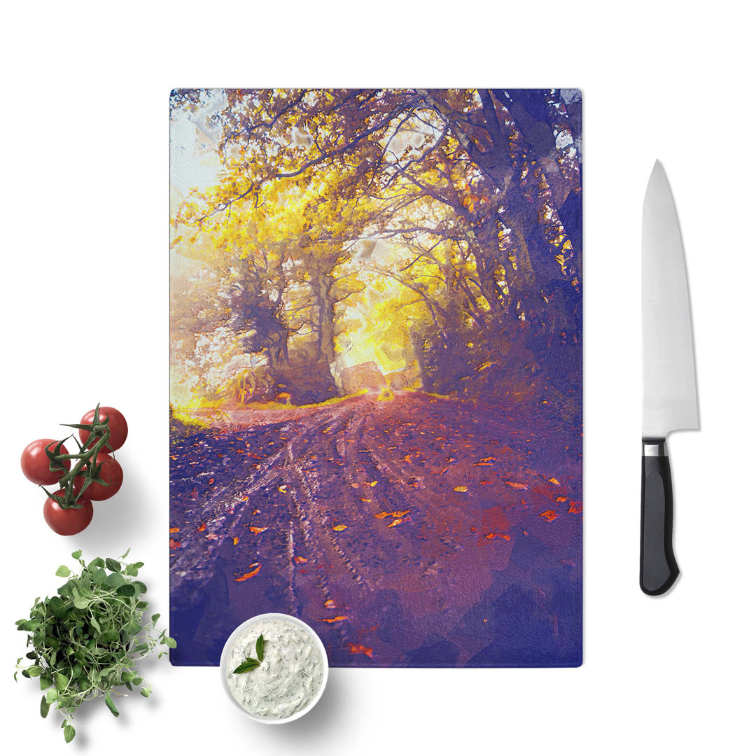 Glass Forest Path in France in Abstract Chopping Board