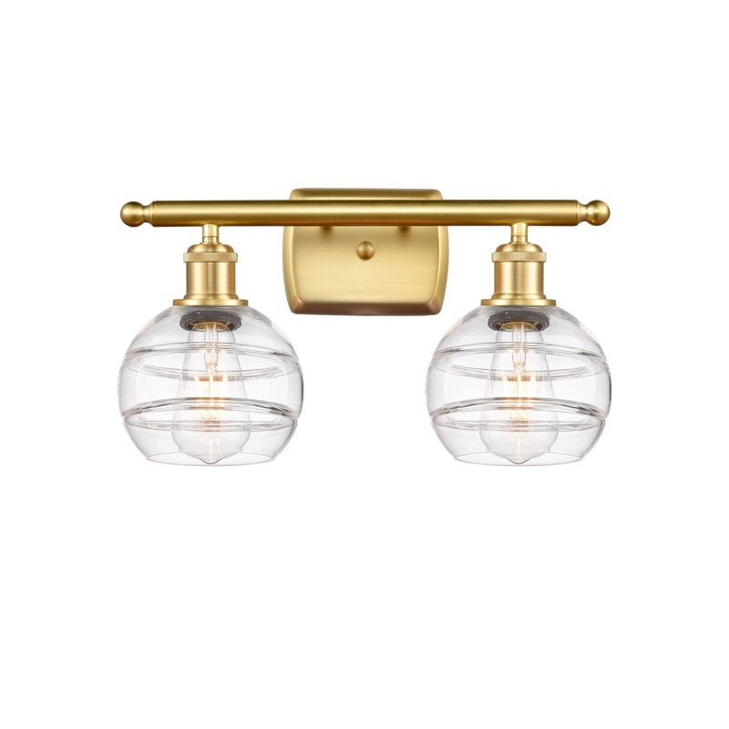 Éclairage pour meuble-lavabo à 2 lumières à intensité variable Natick, Transparent, Or satiné