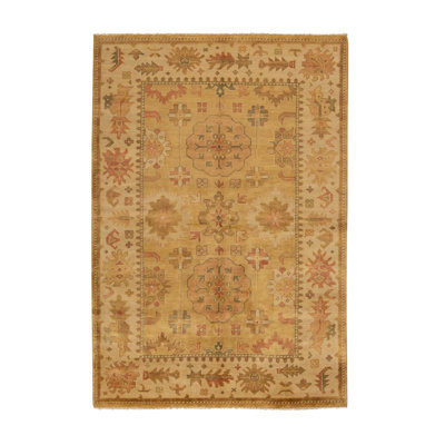 Wool Oriental Area Rug in Gold