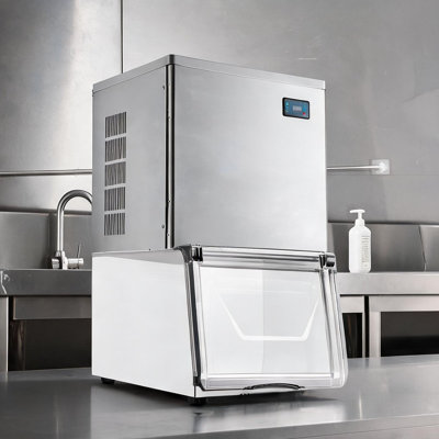 Machine à glaçons encastrée à production quotidienne en argent poli de 450 lb avec auto-nettoyage pour restaurant et café