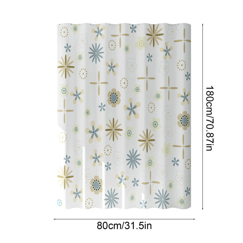 Rideau de douche en plastique imperméable avec crochets à motif de poissons et de fleurs bleues convenant à la décoration de salle de bain et de chambre