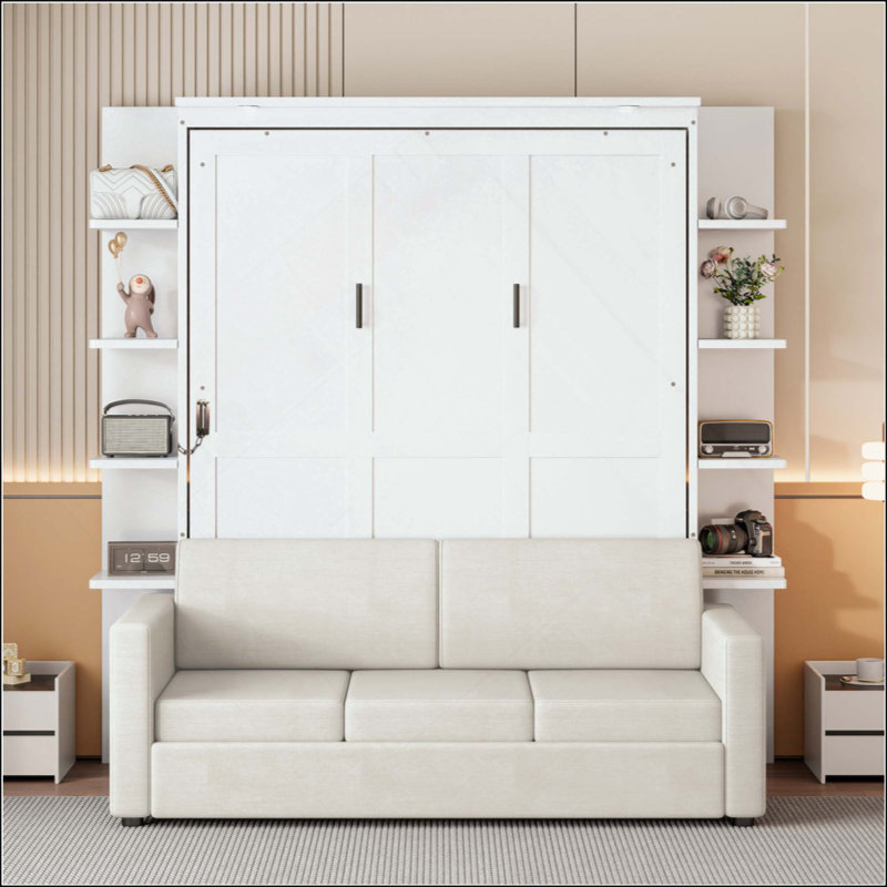 Murphy Bed Wall Bed With Sofa, White