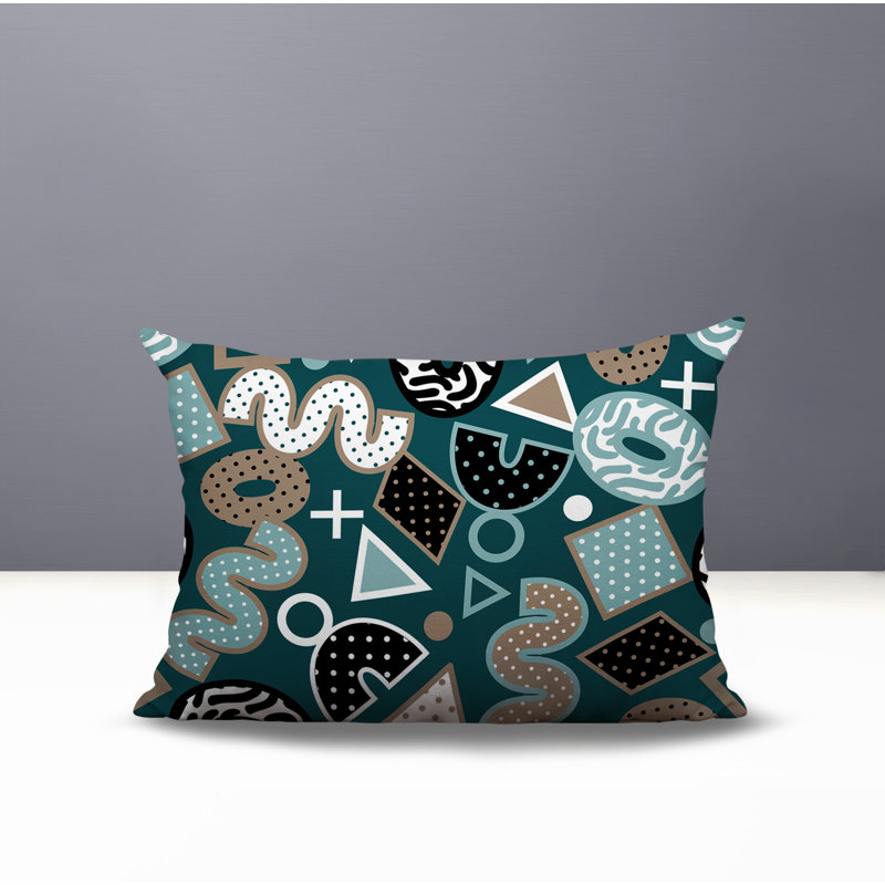 Coussin lombaire réversible intérieur / extérieur Zyra, Rectangle H 14 po x l 20 po, Émeraude