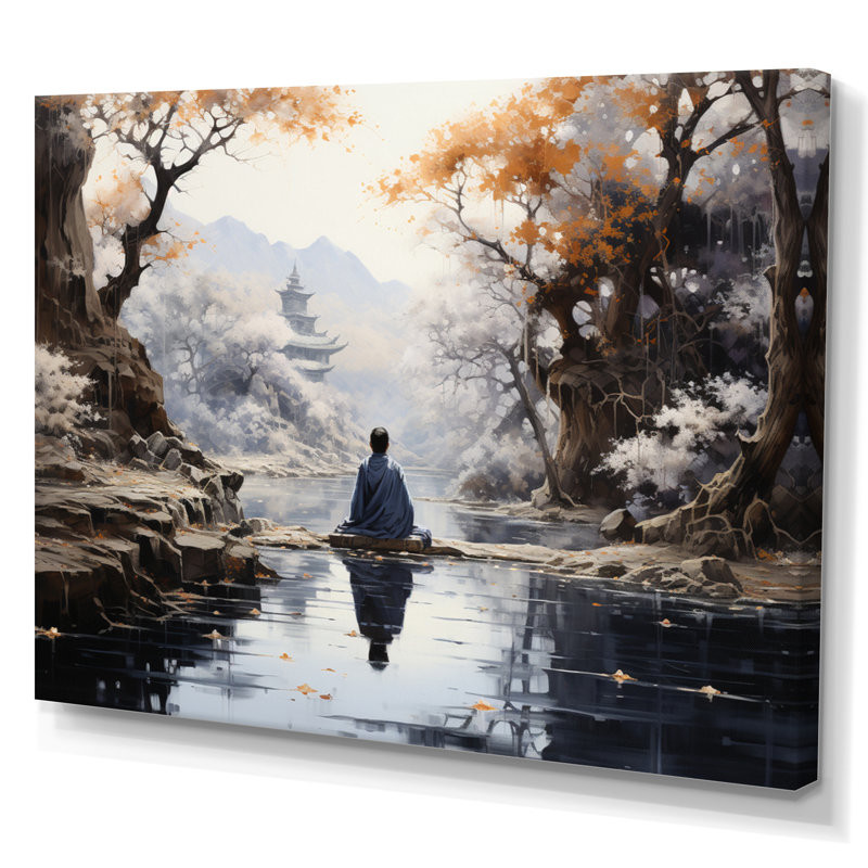 «Gray Buddhism Enlightened Path II», reproduction d'art sur toile, H 34 po x l 44 po x P 1,5 po, Toile tendue