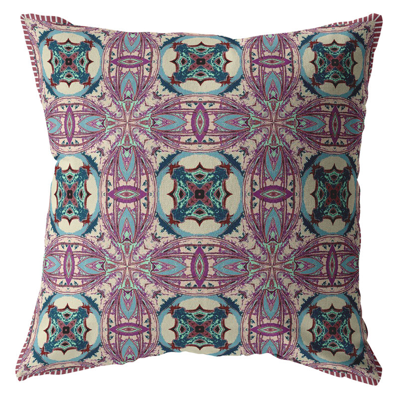 Geometric Linen Reversible Throw Pillow, Cotton Twill, Light Pink