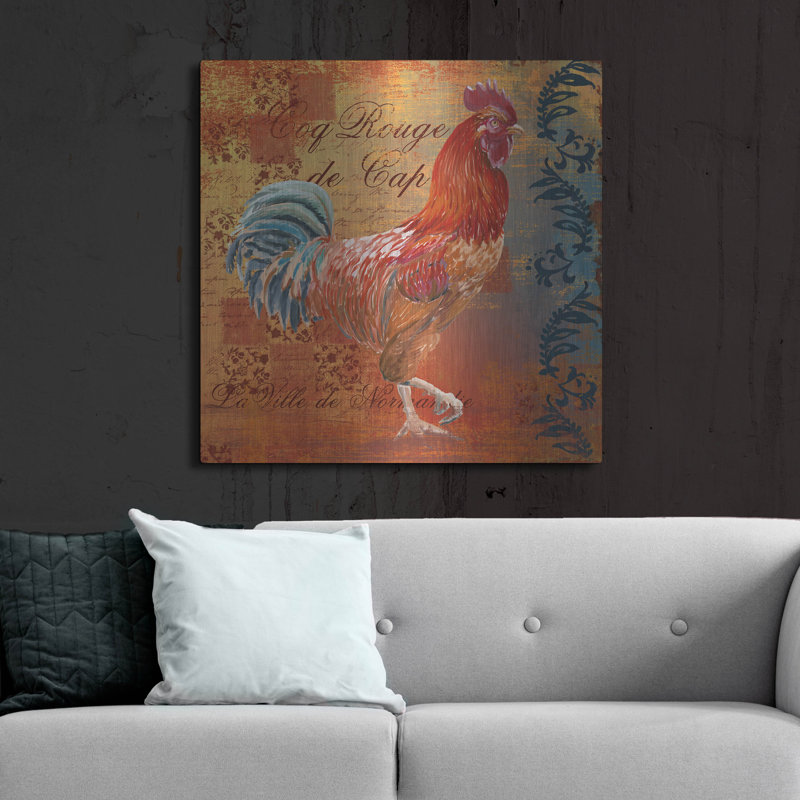  «Coq Motifs 4» par Art Licensing Studio, art mural en métal, 36 po x 36 po, H 36 po x l 36 po