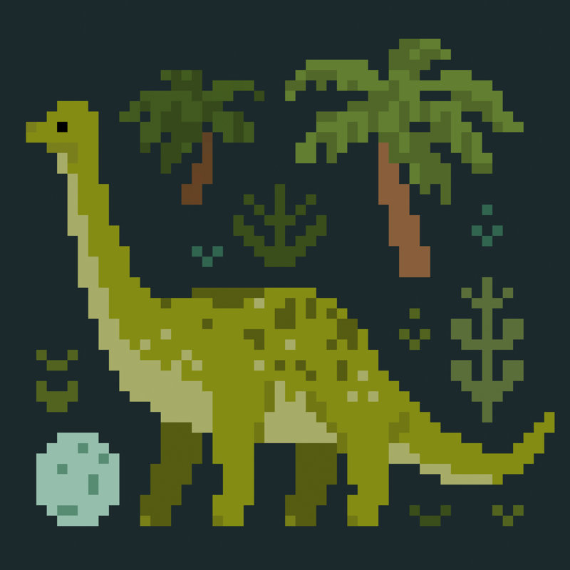 «Jaddo Pixel Dinos IV» sur toile par Victoria Barnes, L 12 po x H 12 po