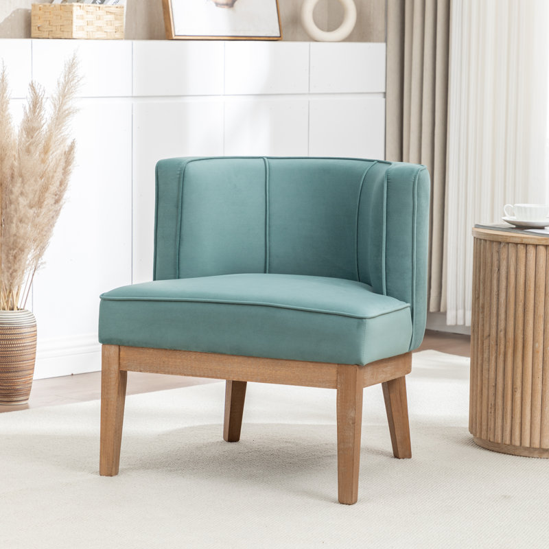 Karoll Upholstered Barrel Chair, Blue Velvet, 1